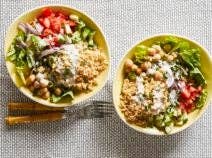 Top-down shot of two Couscous Bowls - one of our healthy 30-minute meals